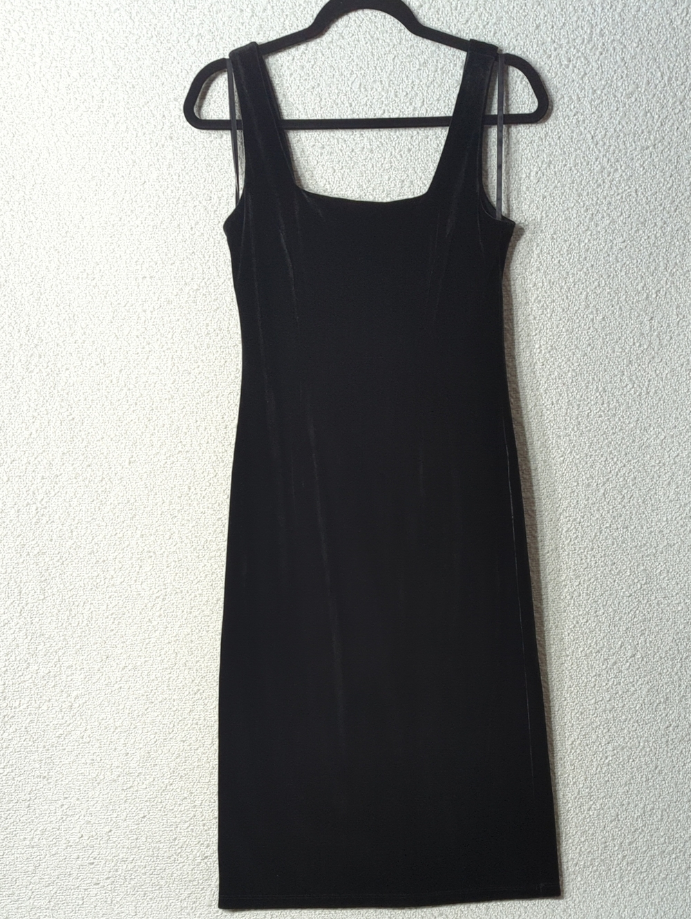 Calvin Klein Black Velvet Square-Neck Midi Dress